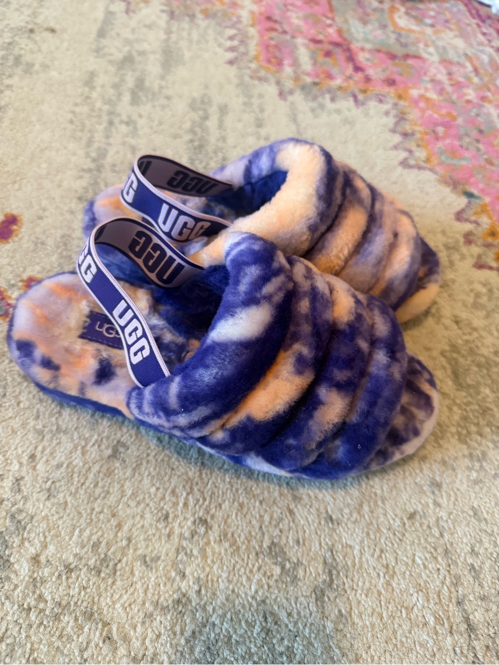 UGG Kids Tie-Dye Plush One-Piece Footies in Purple and Cream